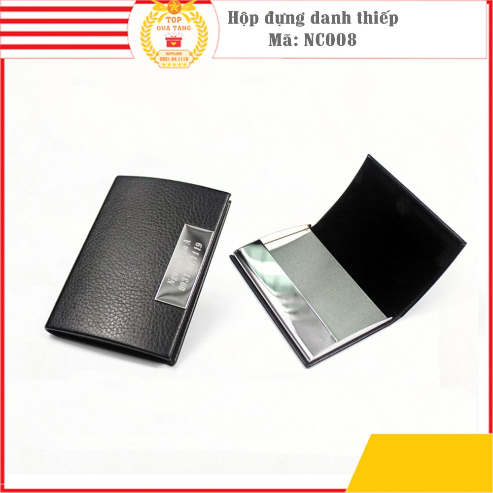 Hộp đựng danh thiếp, card visit, name card cao cấp bằng da PU cao cấp thép không gỉ | Có khắc tên và SĐT theo yêu cầu