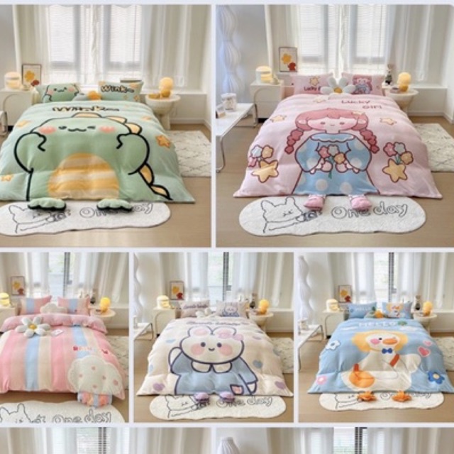 Bộ nỉ nhung mịn êm cute chi các bé yêu,Mềm ga gối nỉ nhung dành cho các brs cưng xỉu