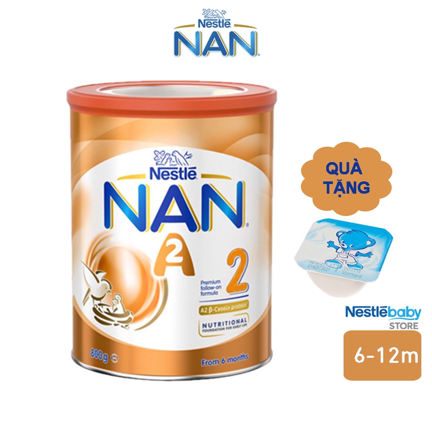 [Tặng 1 hộp váng sữa Nestle 60g]Sữa Bột NAN A2 Úc Số 2 800g