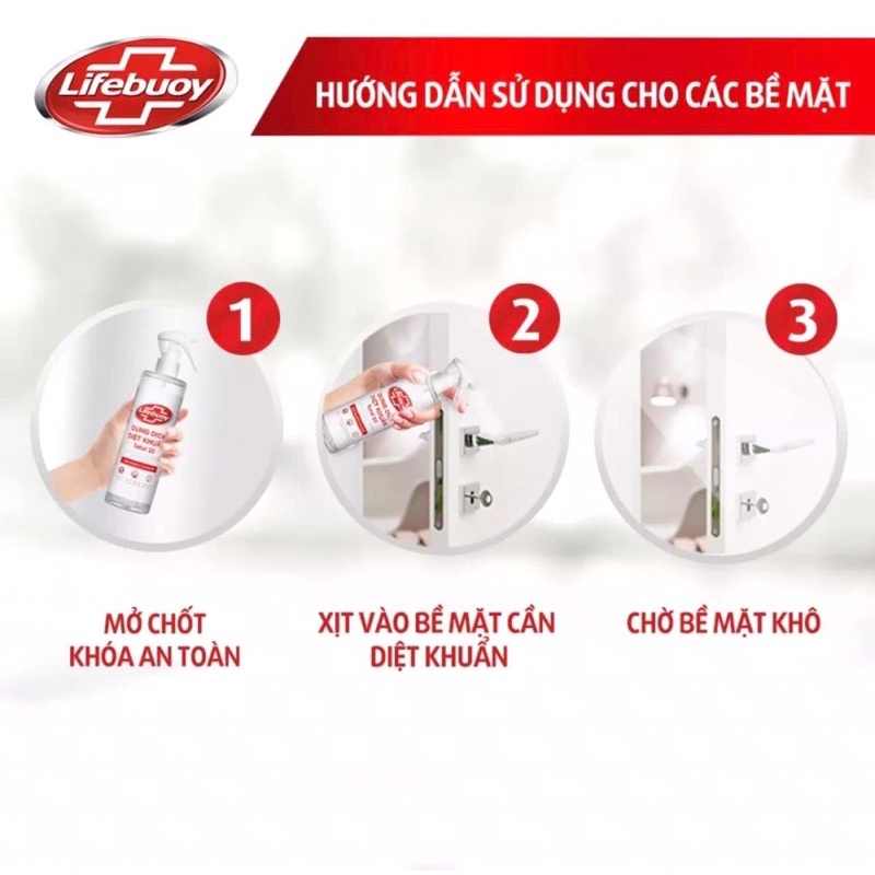 Nước rửa tay khô Lifebuoy dạng xịt làm sạch vi khuẩn bảo vệ da tay
