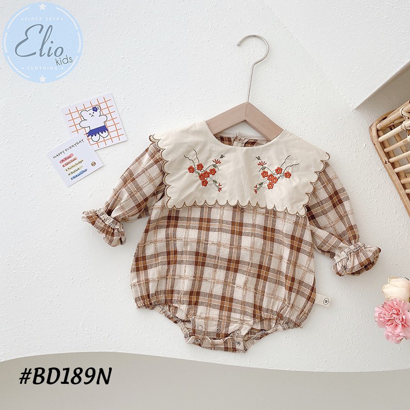 Bodysuit bé sơ sinh,áo sơ sinh cho bé từ 1 tháng đến 1 tuổi,họa tiết caro thanh lịch chất liệu cotton 100% cao cấp BD189