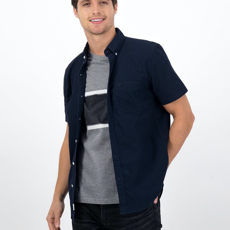 Áo Sơ Mi Nam Ngắn Tay Vải Oxford - FO76 Kho Hàng Xuất Dư