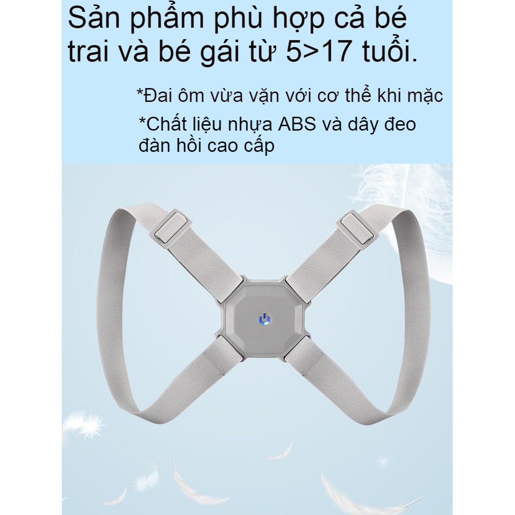 [Công Nghệ Nhật Bản] Đai chống gù lưng trẻ em thông minh, trị cong vẹo cột sống, giúp ngồi đúng tư thế, Freesize- Trắng