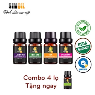 Combo 4 lọ 10ml tinh dầu xông phòng, tinh dầu thơm phòng SIMOIL, tinh dầu sả, tinh dầu lavender
