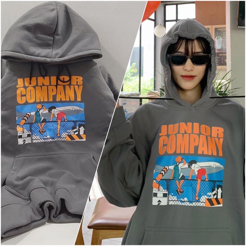 ÁO HOODIE - ÁO KHOÁC NỈ NAM NỮ HỌA TIẾT NHẬT BẢN COMPANY CAO CẤP MÀU XANH XI MĂNG CỰC ĐẸP