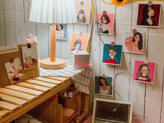 Miếng dán sticker tròn trang trí phòng và dán trang trí chụp ảnh