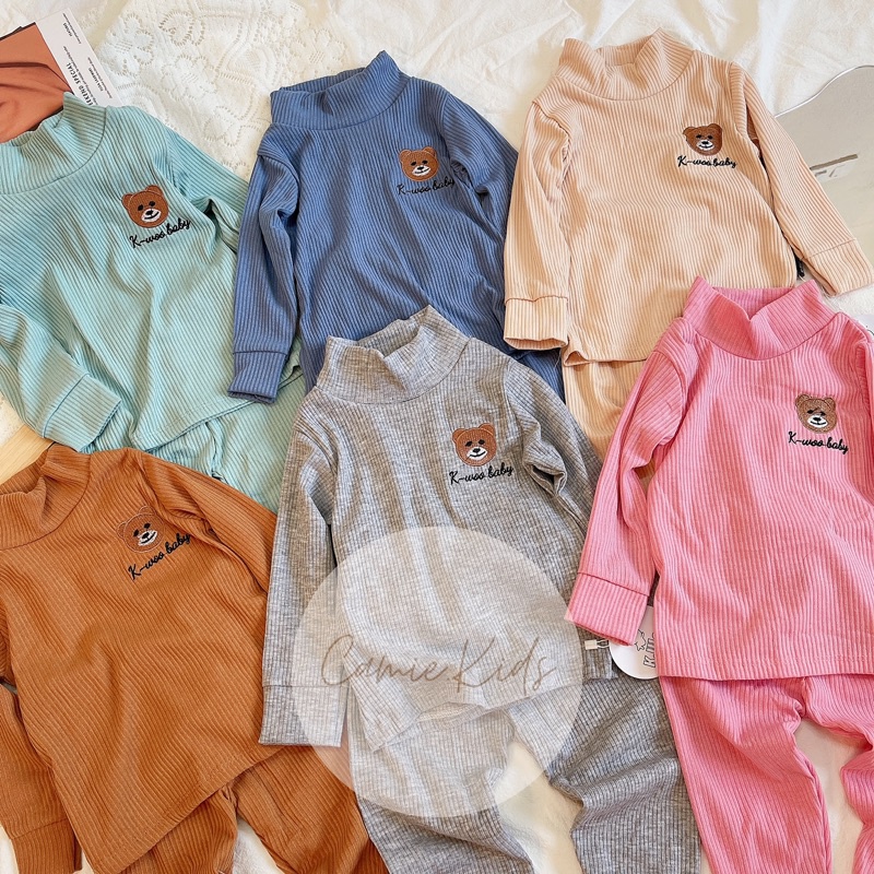Bộ đồ thun bé trai, bé gái, đồ bộ mặc nhà dài tay trẻ em, Set minkymom kwoo - Camie Kids
