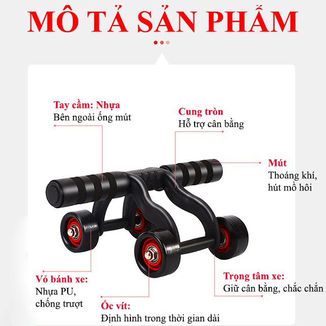 Con lăn tập bụng, Con lăn tập bụng 4 bánh kèm thảm