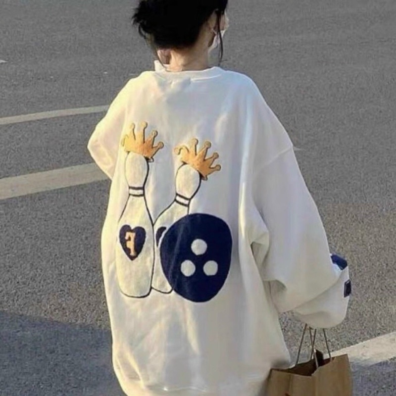 Áo sweater nỉ ngoại chui đầu tay dài in hình unisex ulzzang nam nữ