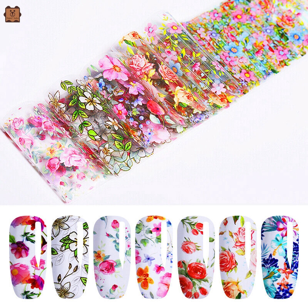 [Hàng mới về] Set 10 sticker trang trí móng nghệ thuật hình hoa đẹp mắt