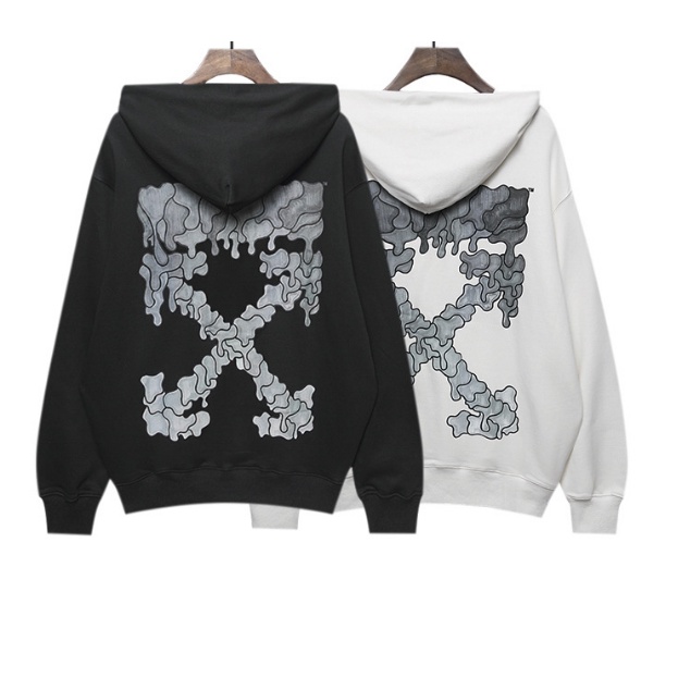 off white Áo len có mũ trùm đầu thông thường của nam và nữ ngụy trang mới