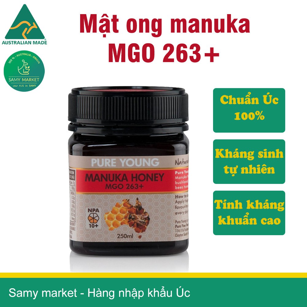 Mật ong nguyên chất Manuka Pure Young MGO 263+ 250gr _ Hàng nhập khẩu chính hãng Úc