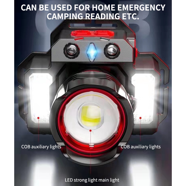 Đèn LED P50 5000 Lumens Đội Đầu Siêu Sáng Có Thể Sạc Lại Loại C Dùng Khi Đi Cắm Trại Ngoài Trời