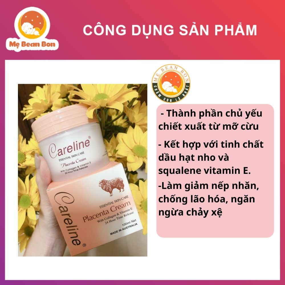 Kem dưỡng da nhau thai cừu Careline Úc - Kem Mỡ Cừu Careline Kết Hợp Tinh Dầu Hạt Nho Và Vitamin E 100 Kem bôi hàng ngày