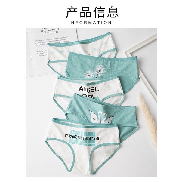 ♥️ QUẦN LÓT NỮ♥️ Combo 5 Quần Lót Cotton Thoáng Mát In Hoạ Tiết Siêu Kute