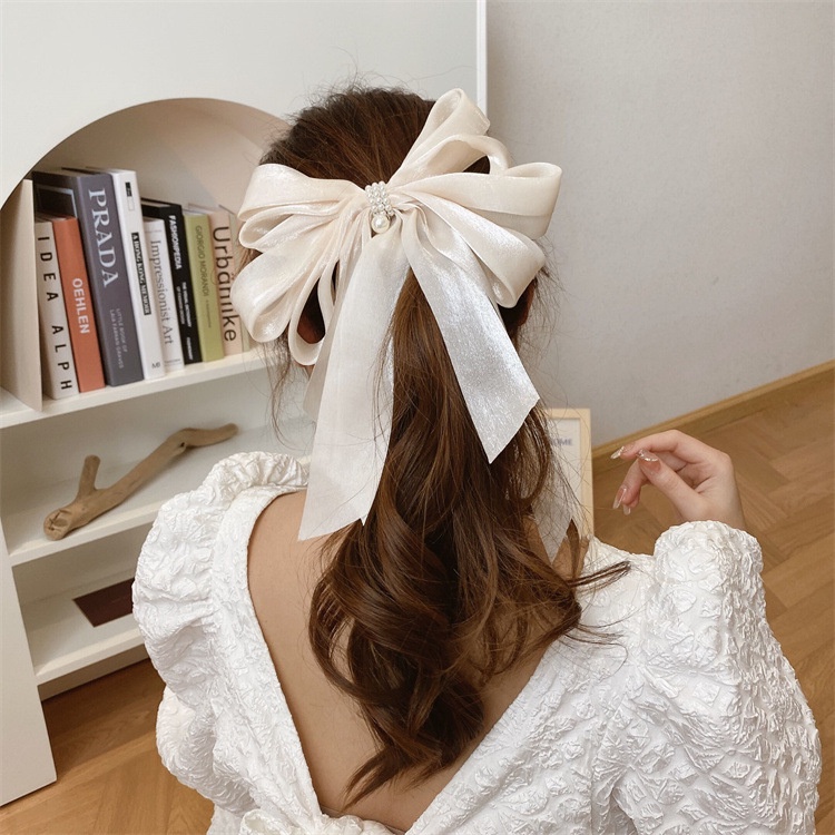 Kẹp Tóc Nơ Vải Nhung Cỡ Lớn Kiểu Hàn Quốc Thời Trang Xuân Hè Cho Nữ