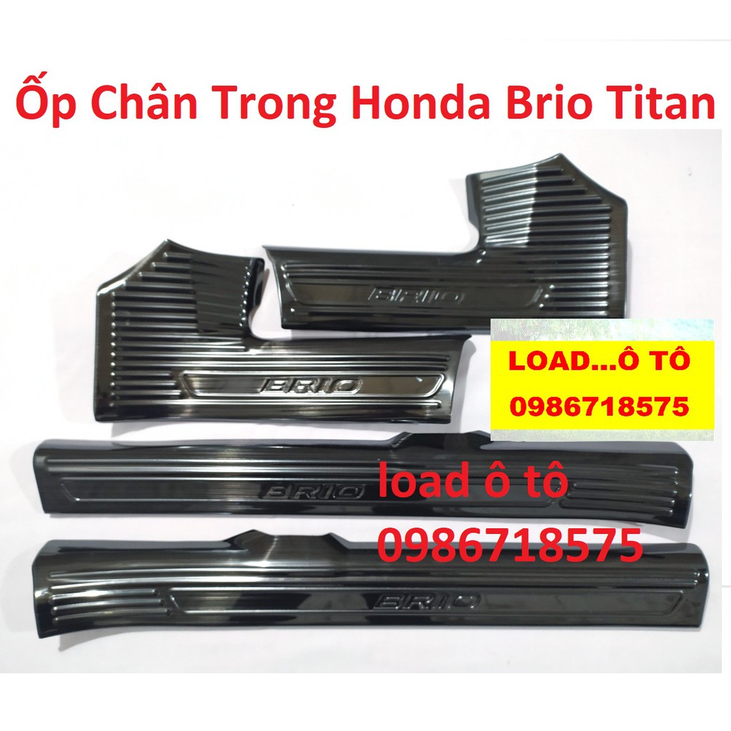 Ốp Bậc Cửa, Nẹp Bước Chân Trong Ngoài Xe Honda Brio 2022-2019 Chất Liệu Titan Cao Cấp