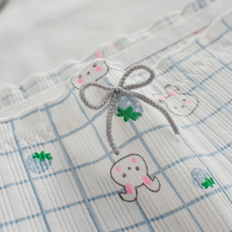 [Till 70KG] quần lót nữ cotton 95%cotton+5%spandex 30KG-170KG New women's Underwear Cotton Biref Printed Cute Cotton Medium Waist Girls'  Briefs Panties Girls Underwear