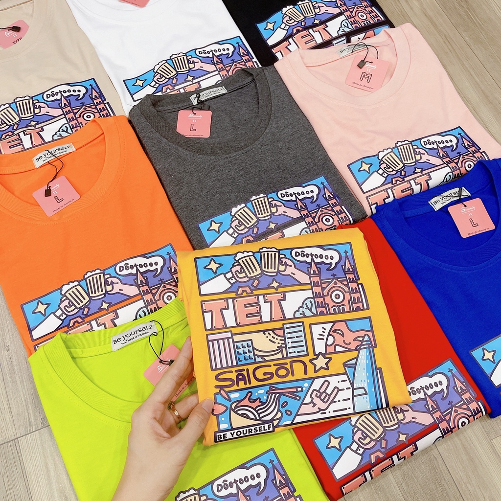 Áo Thun Tay Ngắn Unisex Đủ Size M L XL - TẾT SAIGON