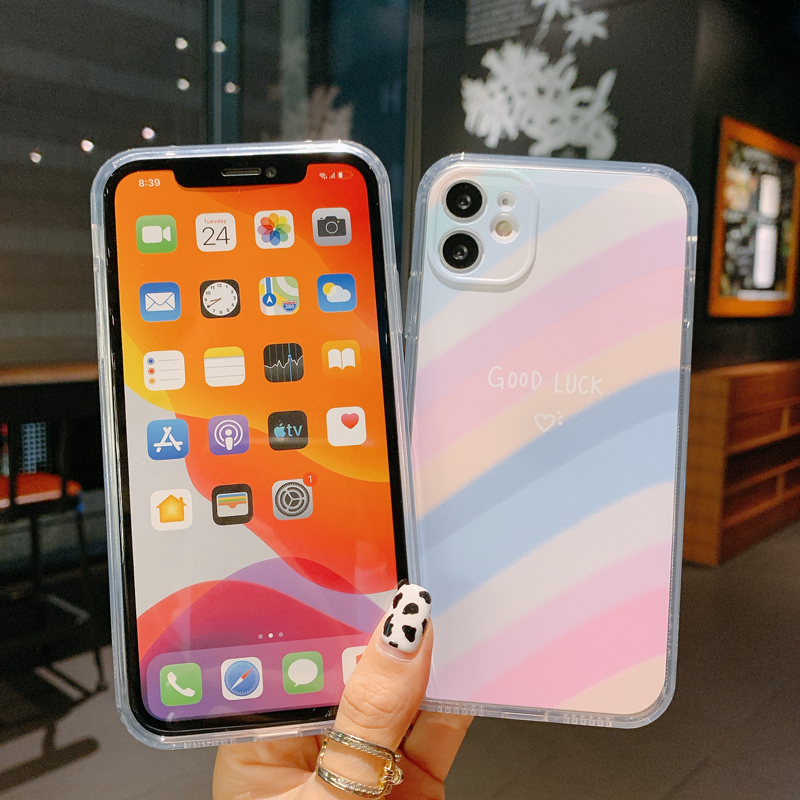 Soft Silicone Transparent Case iPhone 6 6s 7 8 Plus 11 Pro XS Max XR X SE 2020 iphone 12 Pro Max Rainbow Phone Cover Back Cases