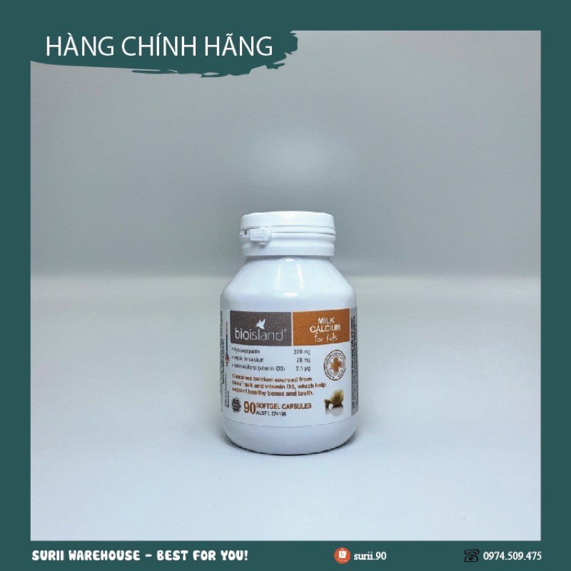 VIÊN UỐNG BỔ SUNG CANXI SỮA CANXI MILK BIOISLAND CHO BÉ ❤️Hàng chính hãng, freeship❤️ hỗ trợ phát triển chiều cao