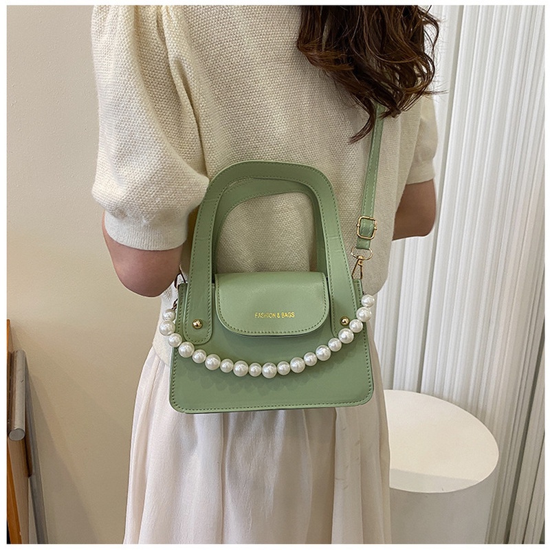 Túi Đeo Chéo Hình Vuông Nhỏ Màu Trơn Đính Ngọc Trai Thời Trang NB00276