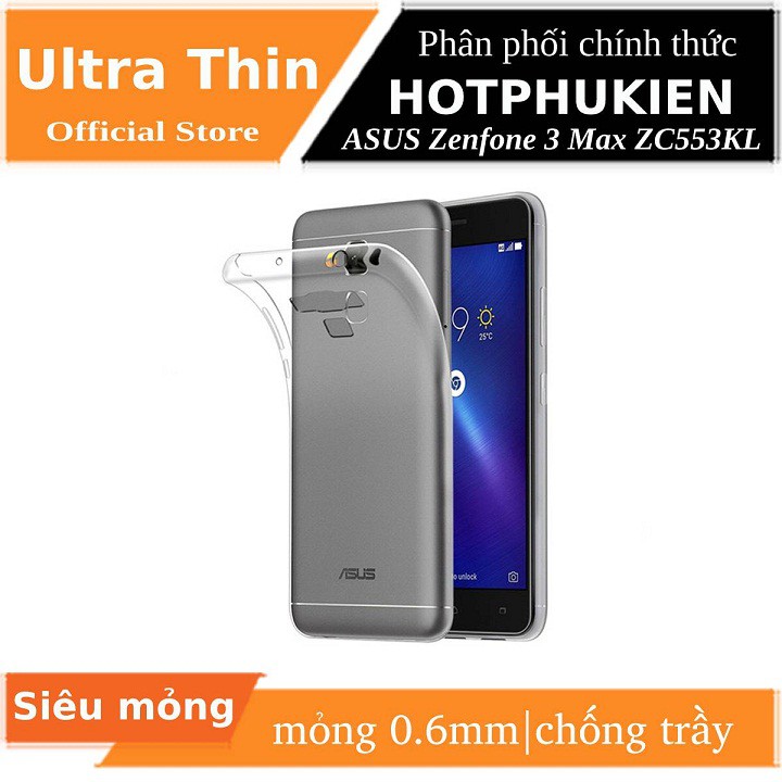 Ốp lưng dẻo silicon cho Asus Zenfone 3 hiệu Ultra thin (0.6mm, trong suốt,chống trầy) - Hàng chính hãng