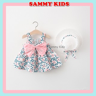 Váy bé gái mùa hè đầm bé gái hay dây nơ to cho bé sơ sinh tới 4 tuổi Sammy Kids