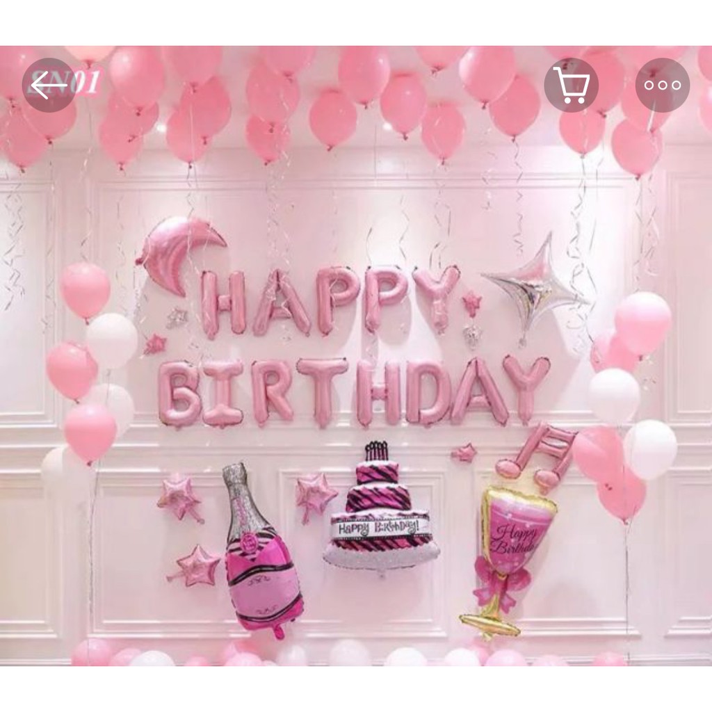 Set  trang trí sinh nhật tone hồng pastel nhẹ nhàng