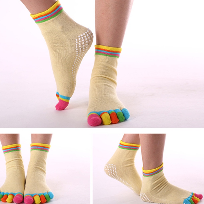 Youyo Đôi Vớ Tập Yoga Co Giãn Chống Trượt Nhiều Màu Sắc Cầu Vồng Với Tay Cầm Silicone Dành Cho Nữ