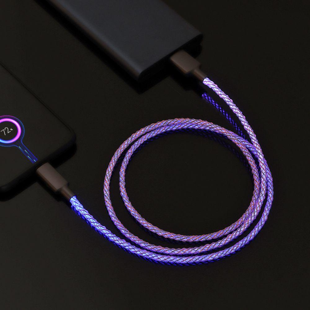 Cáp sạc siêu nhanh RGB 6A USB Type-C 66W 100W màu gradient cho xe hơi