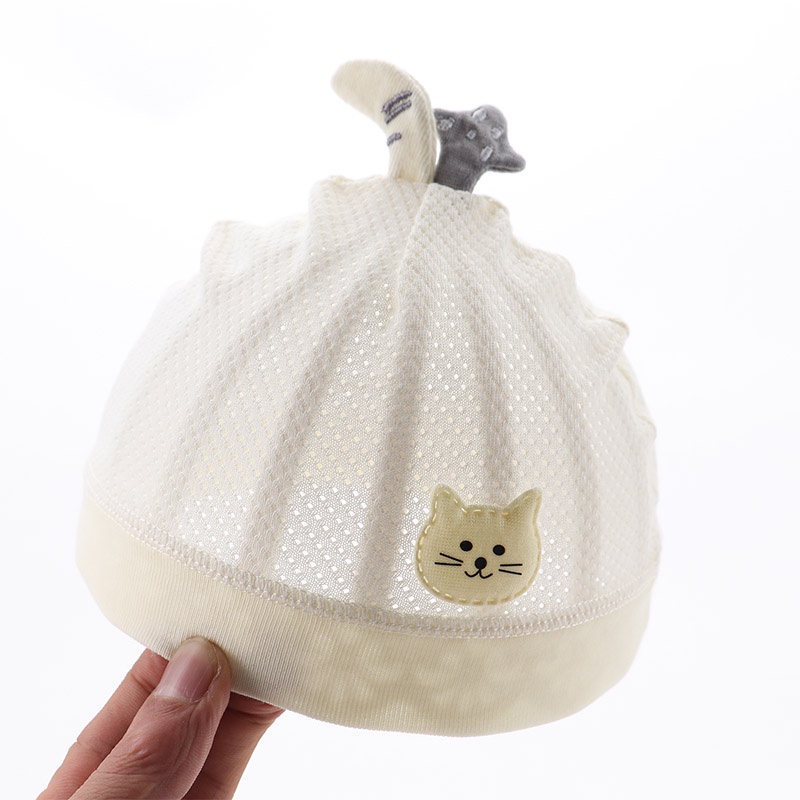 Mũ Cotton Một Lớp Mỏng Phong Cách Mùa Hè Dành Cho Bé Sơ Sinh 0-3 Tháng Tuổi