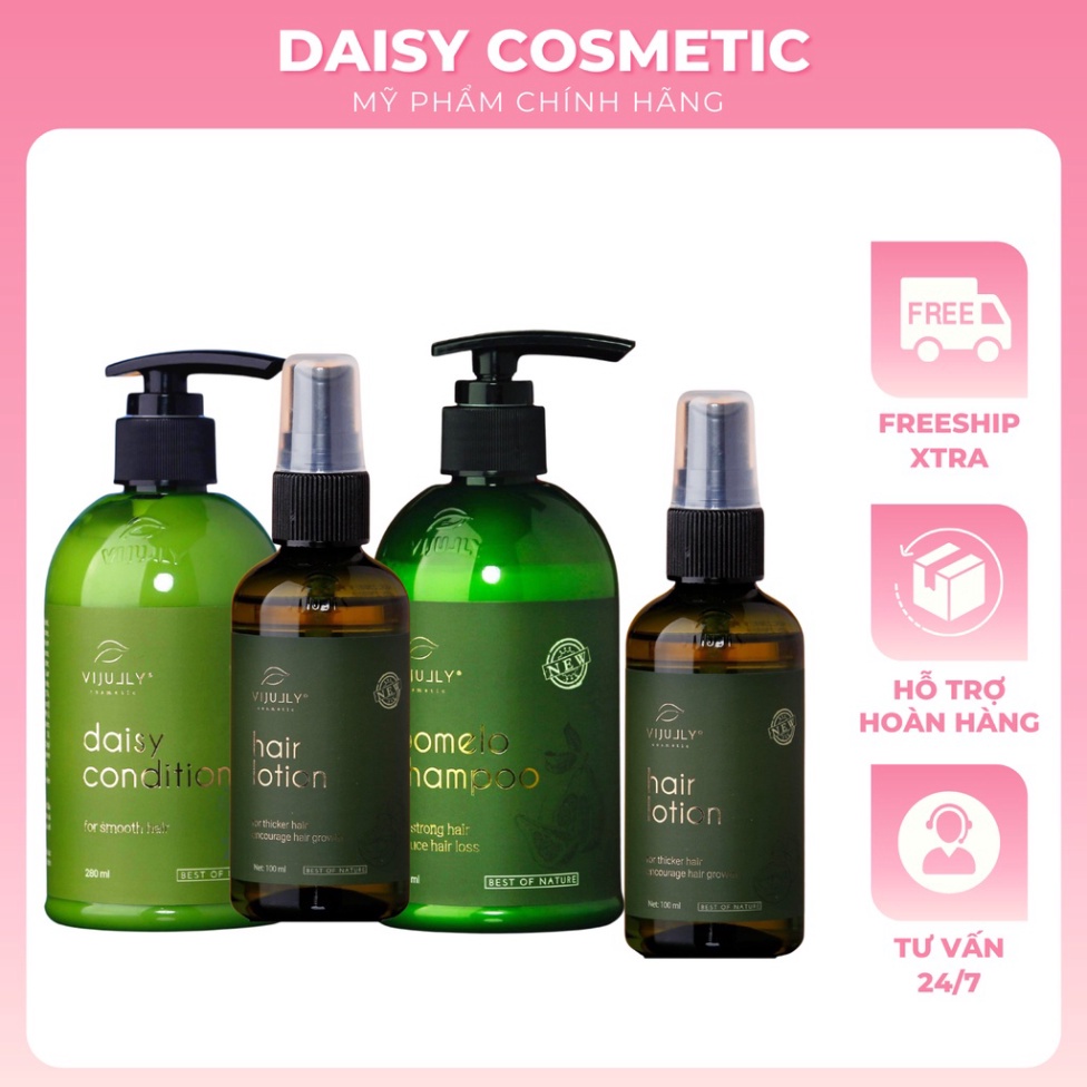 Bộ Tinh Dầu Bưởi Hair Lotion, Kem Xả Dừa và Dầu Gội Pomelo Giúp Mọc Tóc, Giảm Gãy Rụng, Làm Dài Và Mượt Tóc Có Quà Tặng