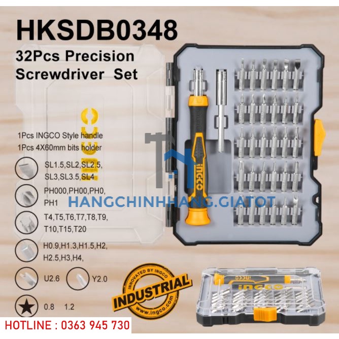 ĐỒ NGHỀ INGCO Bộ 32 tua vít chuẩn HKSDB0348 (Cam kết Chính Hãng 100%)