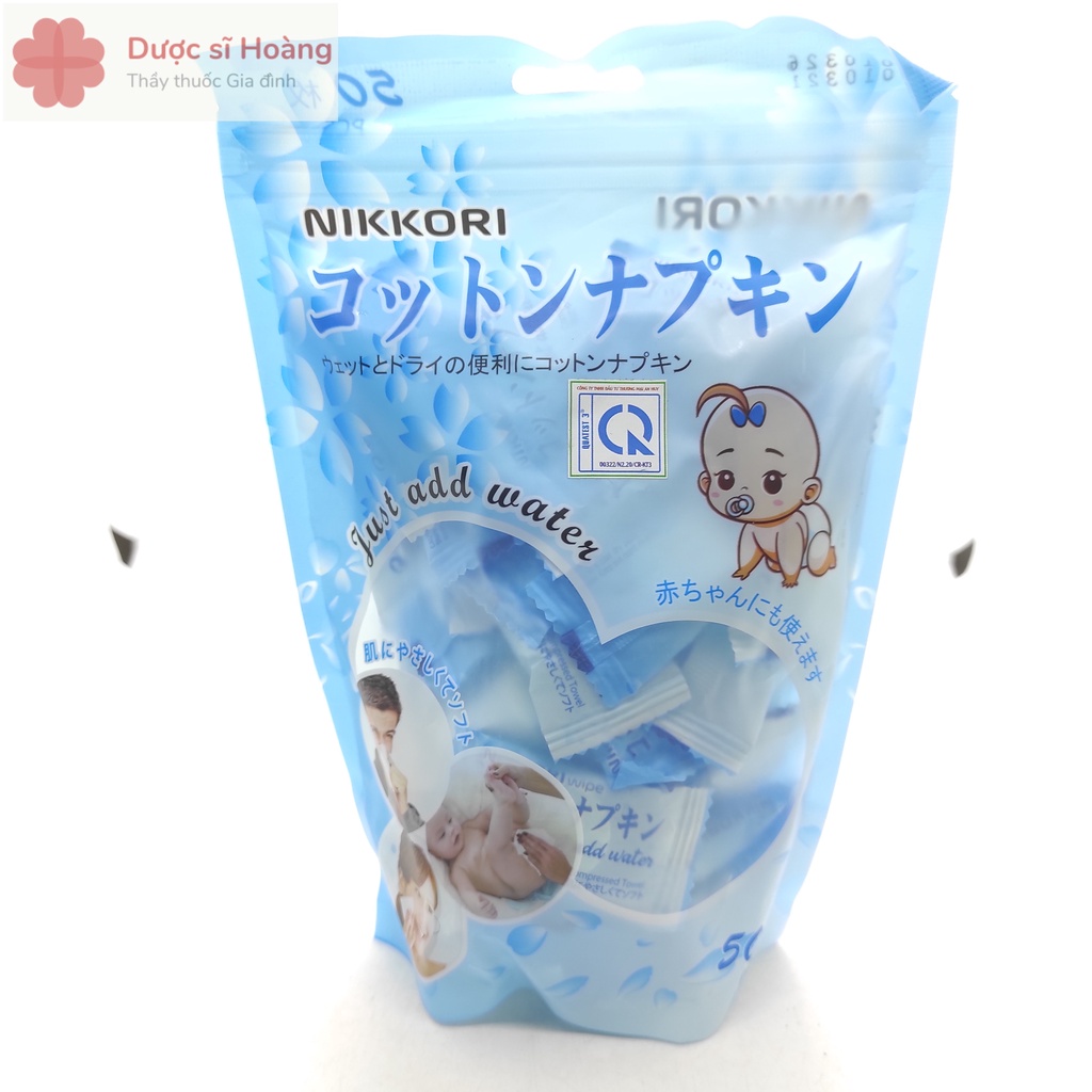 Nikkori - Khăn Giấy Khô Dạng Viên Chất Lượng Nhật Bản - Túi 50 Viên