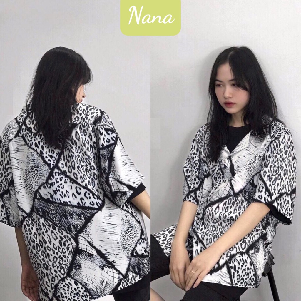 Áo sơ mi cộc tay unisex form rộng họa tiết loang báo (kèm ảnh thật) | BigBuy360 - bigbuy360.vn