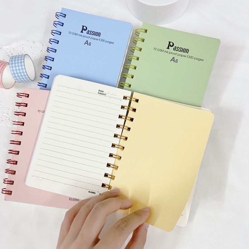 Sổ tay mini bỏ túi gáy lò xo size A6 Klong 200 trang mẫu hoạ tiết dễ thương