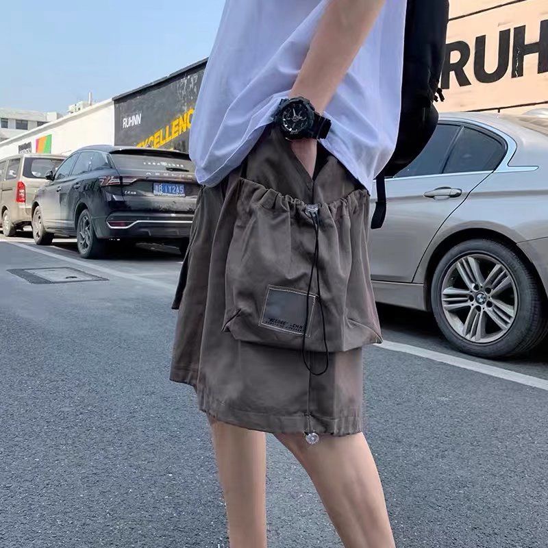 Quần short Denim Ống Rộng Phong Cách Đường Phố Mỹ Dành Cho Nam