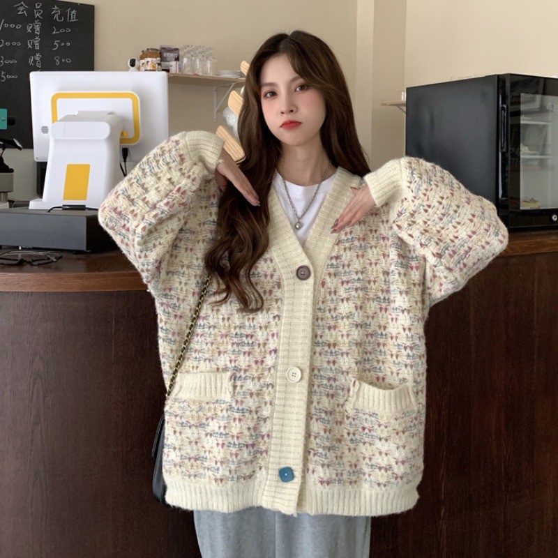 (A5002) áo khoác cardigan ulzzang len có túi freesize(len đan thuần hồng) | BigBuy360 - bigbuy360.vn
