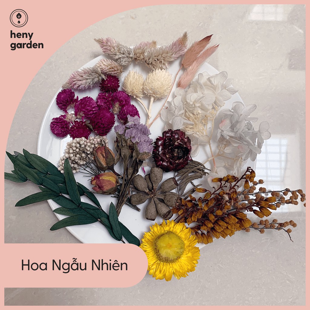 Hoa Khô Trang Trí Nến Thơm, Sáp Thơm Handmade HENY GARDEN Túi Nhiều Loại