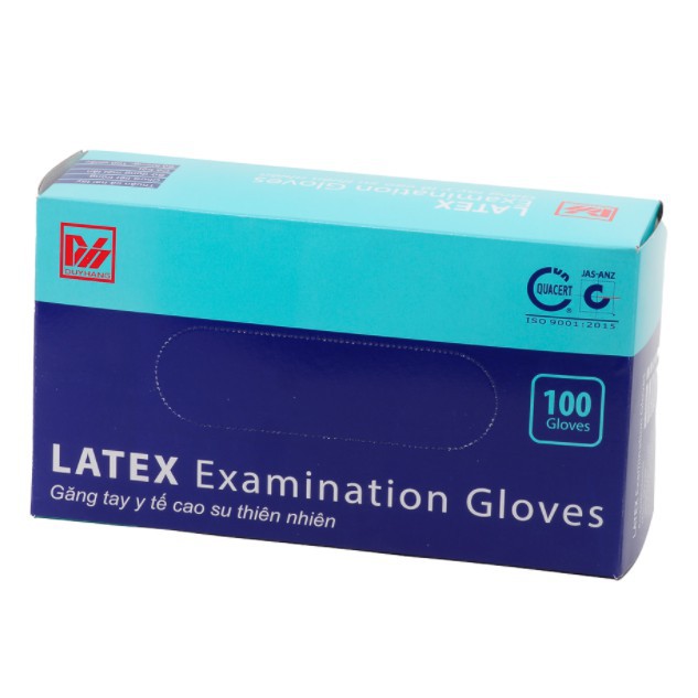 Thùng Găng tay y tế Duy Hàng có bột  - thùng 10 hộp Găng tay y tế  Duy Hàng cao su thiên nhiên LATEX Hộp 50 đôi(100 cái)