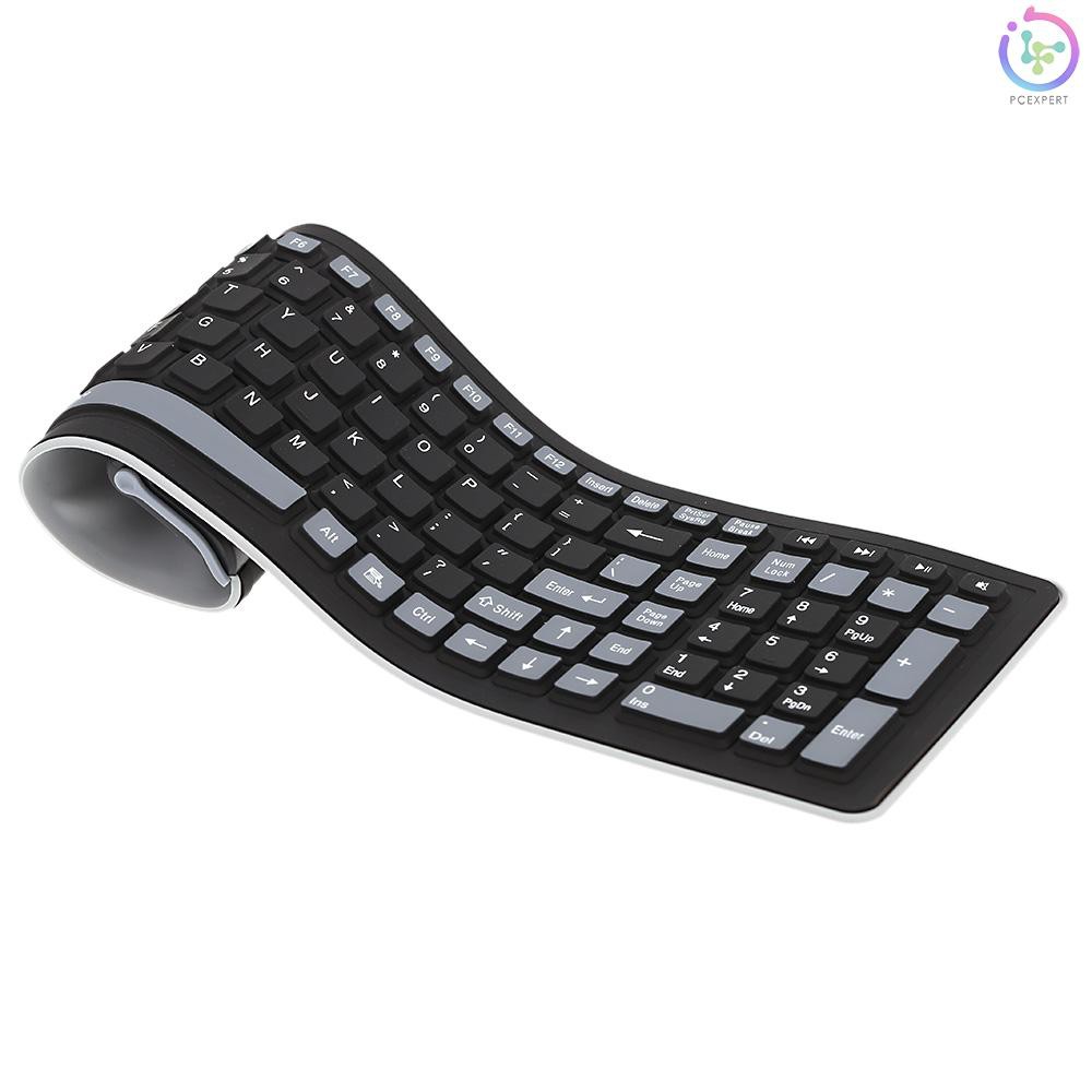 PCER♦2.4 Portable Mini Flexible Roll Up Water Resistant Washable Soft Silicone Wireless Keyboard wit