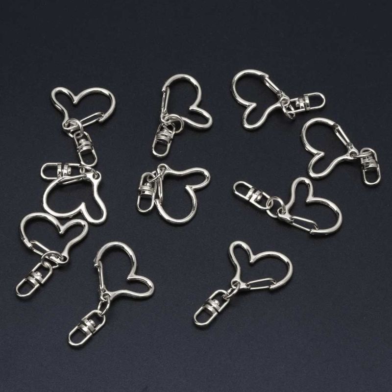 Set 10 Móc Khóa Kim Loại Hình Trái Tim Tự Làm Trang Sức Tiện Lợi
