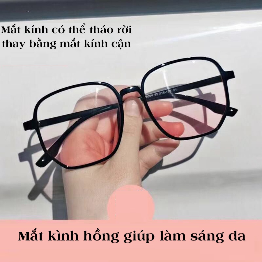 Kính má hồng gọng tròn thời trang nữ.kính giả cận hot trend 2022 phấn má hồng chống tia UV chống bụi K2