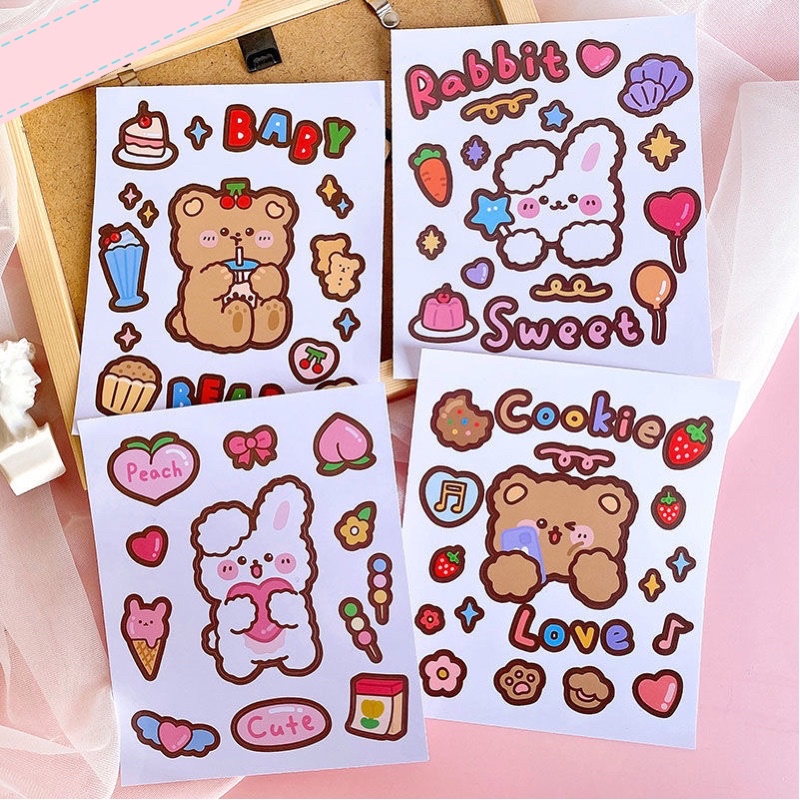 Bộ Sticker Dán Trang Trí Sổ Tay Bình Nước Siêu Dễ Thương