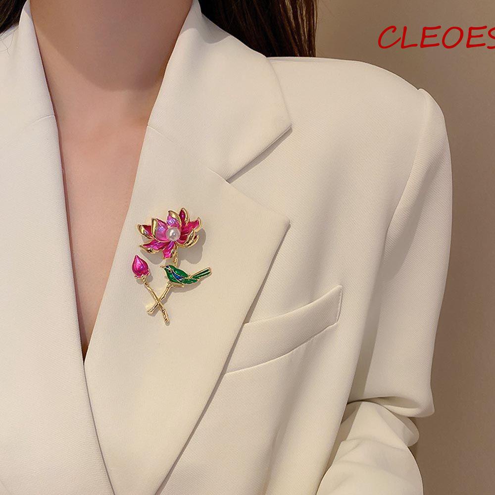 Ghim Cài Áo Hình Hoa Sen Đính Ngọc Trai Phong Cách Vintage Ngọt Ngào Cho Nữ