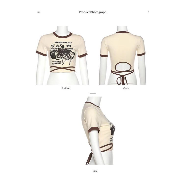 Áo thun nữ BH cổ tròn ngắn tay in hình phong cách retro