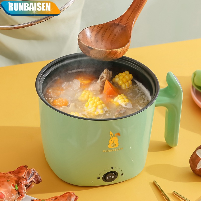 Nồi lẩu điện mini 2 tầng chống dính kèm khay hấp Inox (chiên, xào , nấu) với 2 nấc nhiệt giành cho 1, 2 người