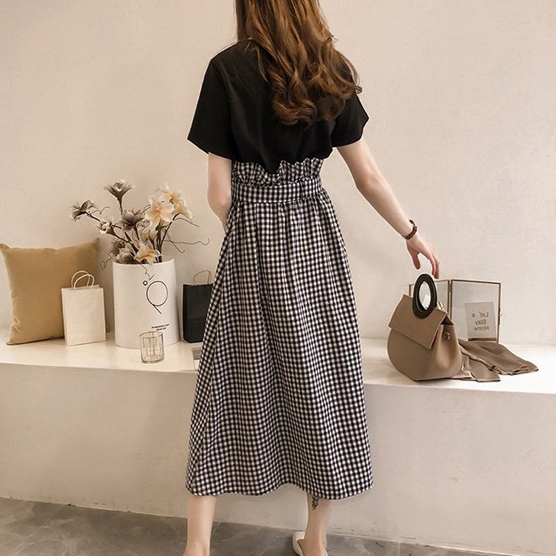Set Áo Thun Ngắn Tay + Chân Váy Có size Lớn Thiết Kế Mới Thời Trang Mùa Hè Dành Cho Nữ