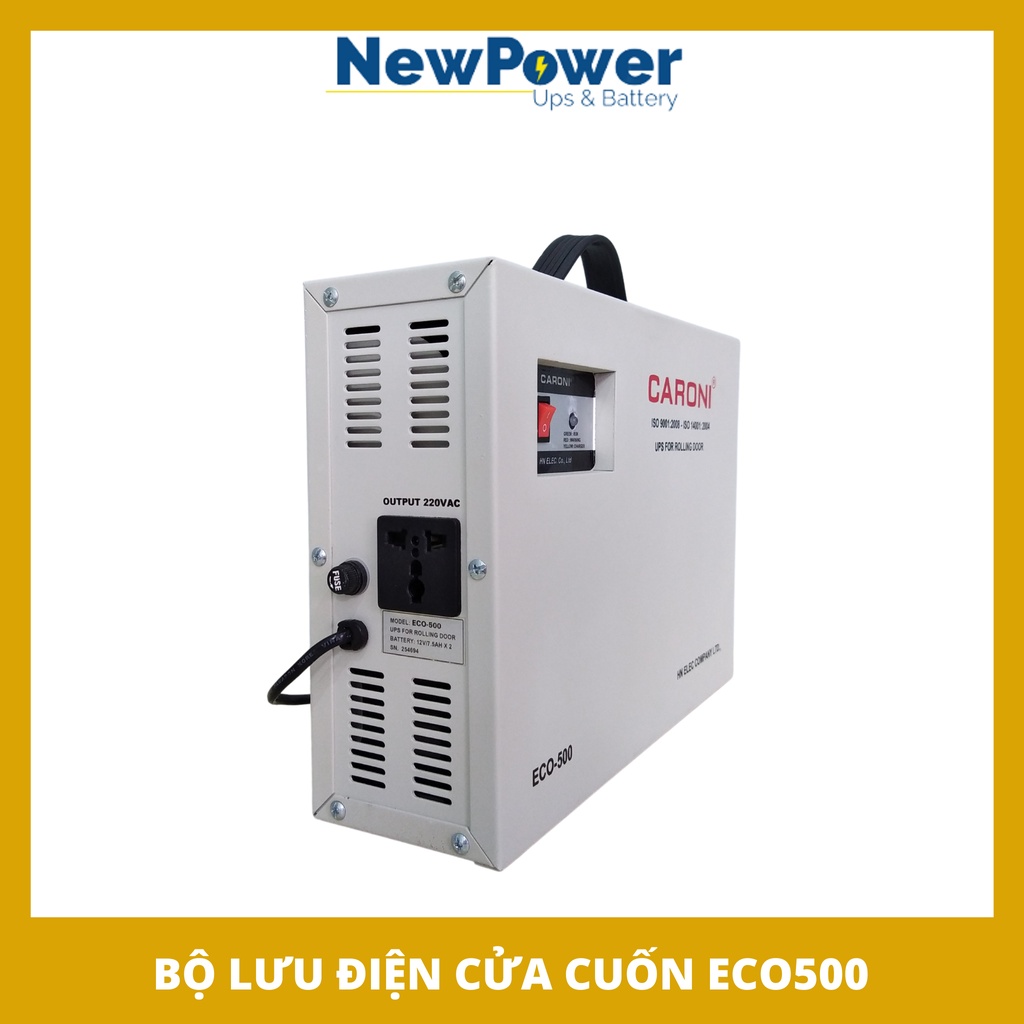Bộ lưu điện cửa cuốn Hanotech ECO500, Dùng cho motor cửa cuốn 300kg-500kg, mới 100%, Bảo hành 12 tháng